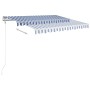 Manual retractable awning with blue and white LED 3x2.5 m by vidaXL, Awnings - Ref: Foro24-3069896, Price: 308,94 €, Discount: %