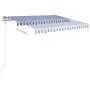 Manual retractable awning with blue and white LED 3x2.5 m by vidaXL, Awnings - Ref: Foro24-3069896, Price: 307,75 €, Discount: %