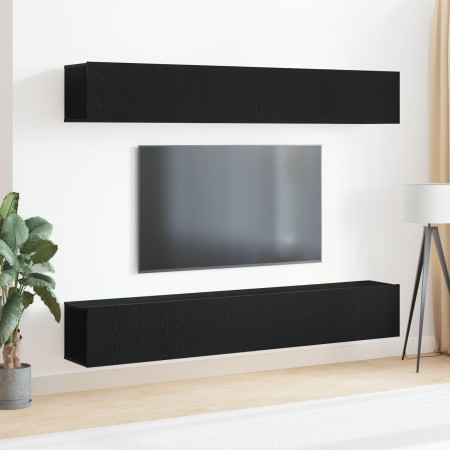 4-teiliges TV-Möbelset, wandhängend, aus schwarzem Eichenholz von , TV-Möbel - Ref: Foro24-3333050, Preis: 205,48 €, Rabatt: %