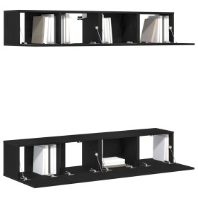 Set mit 4 Stück wandmontiertem TV-Schrank aus schwarzem Eichenholz von , TV-Möbel - Ref: Foro24-3333051, Preis: 172,34 €, Rab...