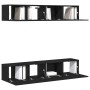 Set mit 4 Stück wandmontiertem TV-Schrank aus schwarzem Eichenholz von , TV-Möbel - Ref: Foro24-3333051, Preis: 172,34 €, Rab...