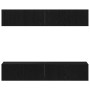 Set mit 4 Stück wandmontiertem TV-Schrank aus schwarzem Eichenholz von , TV-Möbel - Ref: Foro24-3333051, Preis: 172,34 €, Rab...
