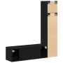 3-teiliges wandmontiertes TV-Schrank-Set aus schwarzem Eichenholz von , TV-Möbel - Ref: Foro24-3333052, Preis: 133,26 €, Raba...