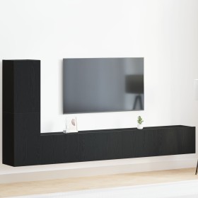 3-teiliges TV-Wandschrank-Set aus schwarzem Eichenholz von , TV-Möbel - Ref: Foro24-3333054, Preis: 163,47 €, Rabatt: %