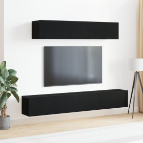 Set mit 4 TV-Möbeln, schwarzes bearbeitetes Holz von , TV-Möbel - Ref: Foro24-3333057, Preis: 182,58 €, Rabatt: %