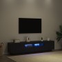 TV-Möbel mit LED-Leuchten aus schwarzer Eiche von 180x35x40 cm, aus Holz von , TV-Möbel - Ref: Foro24-3333062, Preis: 140,02 ...