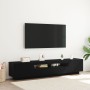 TV-Ständer mit LED-Leuchten in Eiche schwarz, 200x35x40 cm, Qualitätsholz von , TV-Möbel - Ref: Foro24-3333063, Preis: 145,89...