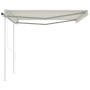 Automatic retractable awning with cream poles 4x3 m by vidaXL, Awnings - Ref: Foro24-3069947, Price: 648,86 €, Discount: %