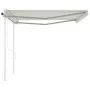 Automatic retractable awning with cream poles 4x3 m by vidaXL, Awnings - Ref: Foro24-3069947, Price: 726,18 €, Discount: %