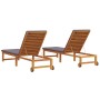 Sun Loungers 2 pcs with Solid Acacia Wood Cushions, Light Grey Solid Acacia Wood Sun Lounger with Cushions by , Loungers - Re...