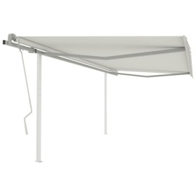 Retractable manual awning with cream-colored posts 4x3 m by vidaXL, Awnings - Ref: Foro24-3069937, Price: 539,43 €, Discount: %