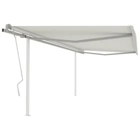Retractable manual awning with cream-colored posts 4x3 m by vidaXL, Awnings - Ref: Foro24-3069937, Price: 569,00 €, Discount: %