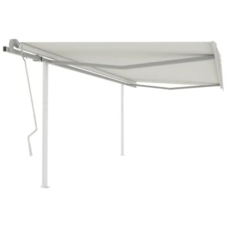 Retractable manual awning with cream-colored posts 4x3 m by vidaXL, Awnings - Ref: Foro24-3069937, Price: 569,00 €, Discount: %