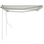 Retractable manual awning with cream-colored posts 4x3 m by vidaXL, Awnings - Ref: Foro24-3069937, Price: 538,49 €, Discount: %