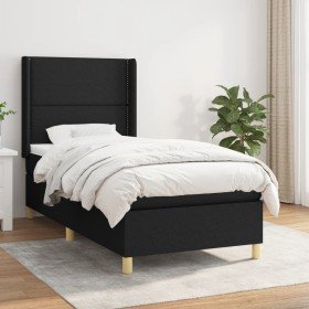 Cama box spring con colchón tela negro 90x190 cm Cama box spring con colchón tela negro 90x190 cm