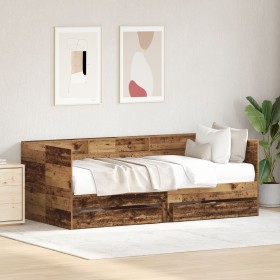 Trundle Bed with Drawer Old Wood Made Wood 75 x 190 cm by , Beds and slatted bases - Ref: Foro24-3334005, Price: 206,81 €, Di...