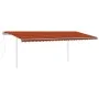 Toldo retráctil automático con postes naranja y marrón 6x3 m de vidaXL, Toldos - Ref: Foro24-3070010, Precio: 656,59 €, Descu...