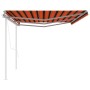 Toldo retráctil automático con postes naranja y marrón 6x3 m de vidaXL, Toldos - Ref: Foro24-3070010, Precio: 644,97 €, Descu...
