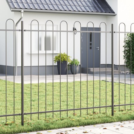 Garden Fence with Arch-shaped Top Grey 8.5x1.5 m Steel by , fence panels - Ref: Foro24-3334097, Price: 305,11 €, Discount: %