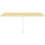 Gelb-weiße Markise mit manuell ausziehbarem Fuß, 500 x 350 cm von vidaXL, Markisen - Ref: Foro24-3069658, Preis: 514,14 €, Ra...
