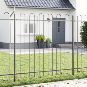 Garden Fence with Arched Top Gray 10.2x1.5 m Steel by , fence panels - Ref: Foro24-3334117, Price: 365,92 €, Discount: %