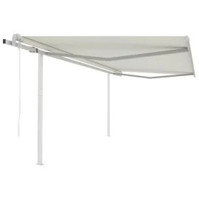 Automatic retractable awning with cream posts 4x3.5 m by vidaXL, Awnings - Ref: Foro24-3070027, Price: 539,20 €, Discount: %