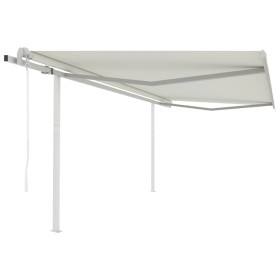 Toldo retráctil automático con postes crema 4x3,5 m de vidaXL, Toldos - Ref: Foro24-3070027, Precio: 516,52 €, Descuento: %