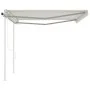 Automatic retractable awning with cream posts 4x3.5 m by vidaXL, Awnings - Ref: Foro24-3070027, Price: 539,20 €, Discount: %