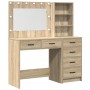 Conjunto de Mesa de Tocador de 2 Piezas con LED de Madera Elaborada en Roble Sonoma de , Tocadores para dormitorios - Ref: Fo...