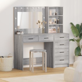 Juego de Mesa de Tocador de 2 Piezas con LED de Madera Elaborada Gris Sonoma de , Tocadores para dormitorios - Ref: Foro24-33...