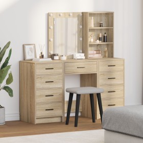 3-Piece LED Vanity Set in Sonoma Oak Engineered Wood by , Bedroom Dressers - Ref: Foro24-3334220, Price: 273,05 €, Discount: %