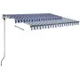 Retractable manual awning with blue and white LED lights 300x250 cm by vidaXL, Awnings - Ref: Foro24-3069701, Price: 380,98 €...