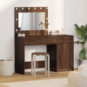 Juego de Tocador de 2 Piezas con LED en Madera de Roble Negro de , Tocadores para dormitorios - Ref: Foro24-3334233, Precio: ...