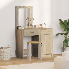 2-piece dressing table set with LED in Sonoma oak wood by , Bedroom Dressers - Ref: Foro24-3334238, Price: 150,44 €, Discount: %