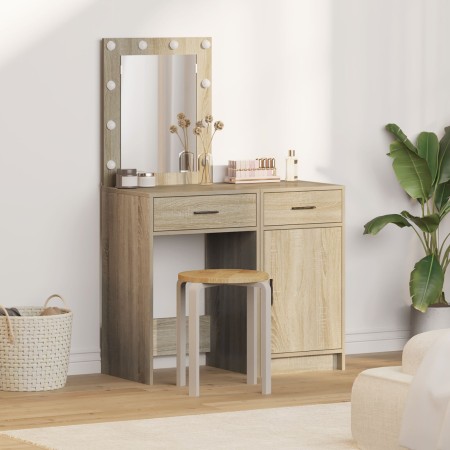 2-piece dressing table set with LED in Sonoma oak wood by , Bedroom Dressers - Ref: Foro24-3334238, Price: 149,96 €, Discount: %