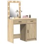 2-teiliges Schminktisch-Set mit LED aus Sonoma-Eichenholz von , Schlafzimmerkommoden - Ref: Foro24-3334238, Preis: 149,96 €, ...