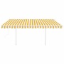 Manual retractable awning with yellow and white poles 4x3.5 m by vidaXL, Awnings - Ref: Foro24-3070018, Price: 434,26 €, Disc...