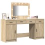 Conjunto de tocador de 3 piezas con LED en madera de roble sonoma von , Schlafzimmerkommoden - Ref: Foro24-3334247, Preis: 24...