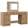 3-Piece Makeup Table Set with LED Wood Made of Artisan Oak by , Bedroom Dressers - Ref: Foro24-3334253, Price: 247,20 €, Disc...