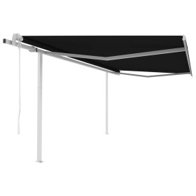 Toldo retráctil automático con postes gris antracita 4x3,5 m