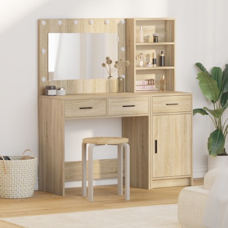 Conjunto de tocador de 2 piezas con LED en madera de roble de Sonoma by , Bedroom Dressers - Ref: Foro24-3334265, Price: 214,...