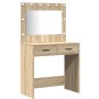 2-teiliges Schminktisch-Set mit LED aus Sonoma-Eichenholz von , Schlafzimmerkommoden - Ref: Foro24-3334265, Preis: 214,15 €, ...