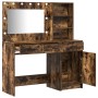 Conjunto de tocador de 2 piezas con LED y madera de roble ahumado de , Tocadores para dormitorios - Ref: Foro24-3334267, Prec...
