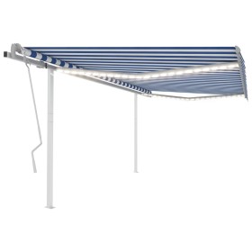 Manual retractable awning with blue and white LED 4x3.5 m by vidaXL, Awnings - Ref: Foro24-3070021, Price: 502,72 €, Discount: %