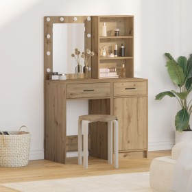 Conjunto de tocador de 2 piezas con LED en madera técnica de roble by , Bedroom Dressers - Ref: Foro24-3334280, Price: 172,91...
