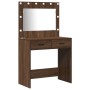 Mesa de Maquillaje con Luces LED Roble Marrón 158,5x41x135 cm von , Schlafzimmerkommoden - Ref: Foro24-3334287, Preis: 304,10...