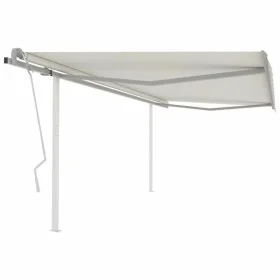 Manuell einziehbare Markise mit cremefarbenen Stangen 4x3,5 m von vidaXL, Markisen - Ref: Foro24-3070017, Preis: 436,65 €, Ra...