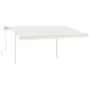 Toldo manual retráctil con postes crema 4x3,5 m de vidaXL, Toldos - Ref: Foro24-3070017, Precio: 436,60 €, Descuento: %