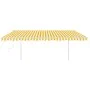 Toldo manual retráctil con postes amarillo y blanco 5x3 m by vidaXL, Awnings - Ref: Foro24-3069978, Price: 491,53 €, Discount: %