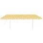 Toldo manual retráctil con postes amarillo y blanco 5x3 m by vidaXL, Awnings - Ref: Foro24-3069978, Price: 509,93 €, Discount: %
